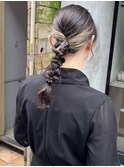 【三ツ井純】お呼ばれヘア 編みおろし 三つ編み インナーカラー