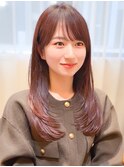 ミディアムレイヤーカットストレートロングウルフカットベージュ