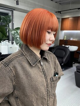 ニコ トウキョウ 渋谷(nico TOKYO) オレンジ/ハイトーン/ボブ/切りっぱなしボブ/顔まわりレイヤー