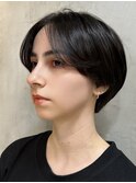 横浜西口大人ショートボブココアベージュ前髪なしグレージュ40代