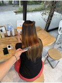 美髪シアーカラー髪質改善レイヤーカット切りっぱなしボブ