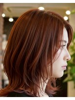アズグロウヘアー(AS GROW HAIR) オレンジブラウンの韓国風くびれミディ