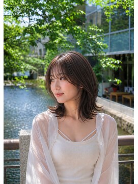 オラ ボーテ(Aura Beaute) 髪質改善 くびれボブ ミディアムレイヤーボブ ダークグレージュ