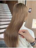 ブリーチ1回×ナチュラルベージュ×髪質改善カラー