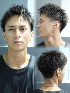 リップス 原宿(LIPPS) ツーブロ 刈り上げ 短髪 かき上げ 爽やかアップバングへア