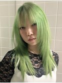 【azu】ブリーチカラー、デザインカラー、ミントグリーン