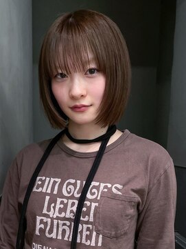 アルバム 銀座(ALBUM GINZA) 顔周りレイヤーブラウンベージュボブ_F20681