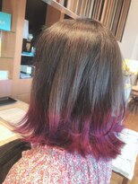 花やの前の美容室 山梨本店 pink purple×切りっぱなしボブ