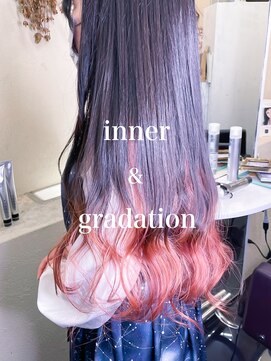 ミシェリー(misherry) インナーカラーデザインカラーガーネットラベンダー毛先ピンク