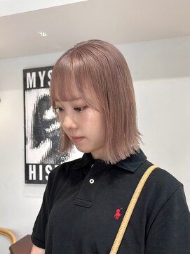 ヲタク 渋谷 代官山 恵比寿(wotaku.) ピンクベージュハイトーンダブルカラーケアブリーチ切りっぱなし
