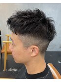 〈k17〉メンズパーマブリーチフェードツーブロックスパイラル