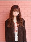 ローズカラーのルーズウェーブ