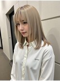 ホワイトブロンドベージュ ミディアム