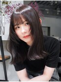 顔周りレイヤーミディアム前髪カット_ba520621