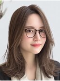 透け感ブラウンロング×大人レイヤー