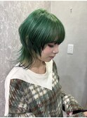 ミディアムウルフウルフカットエンドカラーイルミナカラー