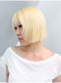 ハイトーンブロンドブリーチボブデザインカラー_ba568222