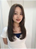 オリーブベージュ/レイヤーカット/韓国巻き/顔周りカット