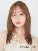 小顔似合わせミディアムレイヤーくびれ韓国ハッシュカット顔周り