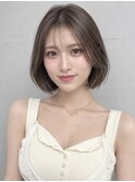 オリーブグレージュ×シースルーバングボブ