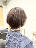 大人ショートヘアイルミナカラー白髪ぼかしハイライト