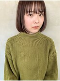 ピンクブラウン王道ツヤストレートボブ【自由が丘】