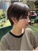 大人可愛い20代30代40代黒髪前下がりショートボブ丸みショート◎