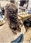 両サイド編み込み