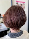 ミセス丸みショート×インナーハイライトカラー