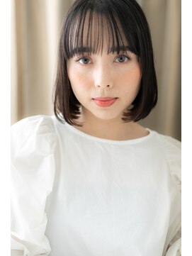 カバーヘア イヴ 戸頭店(COVER HAIR EVE) シースルーバング大人美人黒髪切りっぱなしボブY戸頭30代40代