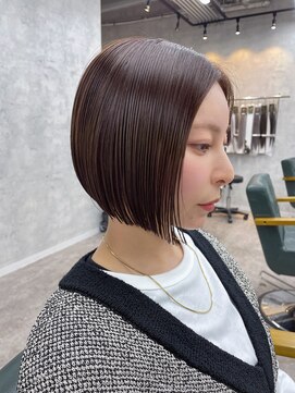 リミットバイアフィナー 大宮店(limit by Afinar) ボブ/切りっぱなしボブ/前下がりボブ/くすみピンク