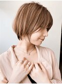 透明感カラーダブルカラーブリーチミルクティーベージュ