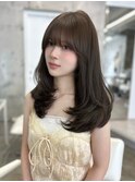 ミディアムレイヤー韓国風巻き◎透明感グレージュ