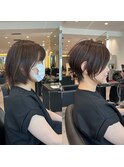 ボブ髪型前髪あり前髪なし面長/30代/40代/50代ショート【荒砂】