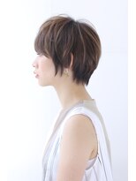 オーロ 宝塚店(ORO)&nbsp;ことりベージュネイビーカラー毛先パーマ小顔ワンサイドショート