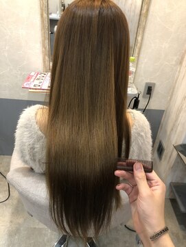 ジーナ 福岡天神(Zina) 小顔セミウェットウェーブ×ハイライトカラー/オリーブカラー