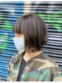 マスクにも似合う　小顔　切りっぱなしボブ