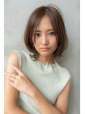 大人かわいい前髪セシルカットココアブラウンフリンジウェーブ