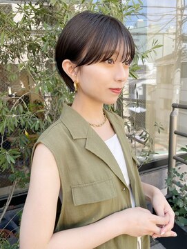 エニ 自由が丘(ENi) 黒髪/グレーベージュ/レイヤーロング/前髪パーマ[自由が丘駅]