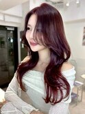 C97韓国風レイヤーカットくびれヘアーブリーチなしダブルカラー