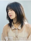 ミディアムレイヤー/レイヤーカット/くびれ/韓国レイヤー