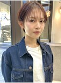 透明感カラー ボブ 前髪 ショート カラー ブリーチ&カラー
