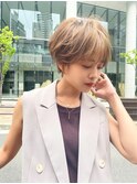 マッシュショート×キャラメルベージュ×シースルー前髪ハンサム