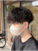 ツーブロックメンズマッシュパーマ/ツイストスパイラル/波巻き