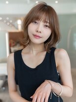 20代30代大人可愛い前髪/丸顔マチルダボブ/外ハネレイヤーカット