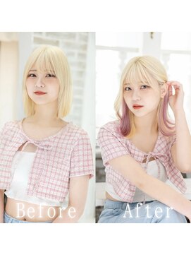 あるじゃんすー 心斎橋店 ブロンド×ピンク#シールエクステ#韓国#ピンクブラウン#心斎橋