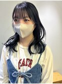暗髪/暗髪ブルー/ブリーチなしカラー