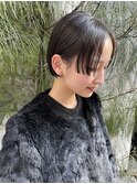 顔まわりカットステップカットミニボブ黒髪ボブ