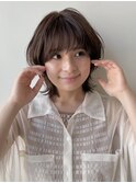 ミニウルフ 外はねボブ イメチェン チェリーブラウン