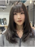 レイヤーカット/顔周りカット/レイヤー/韓国/ツヤロング